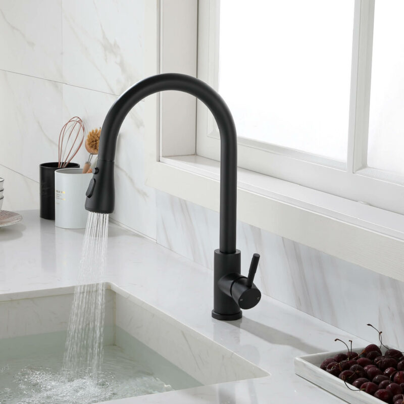 Black Kitchen Faucets with Pull Down Sprayer