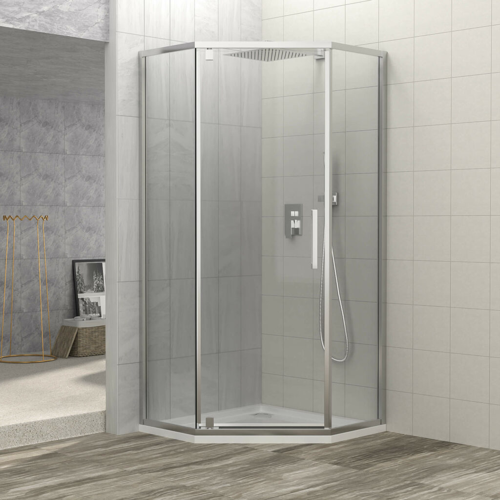 Frameless Neo-Angle Pivot Shower Enclosure