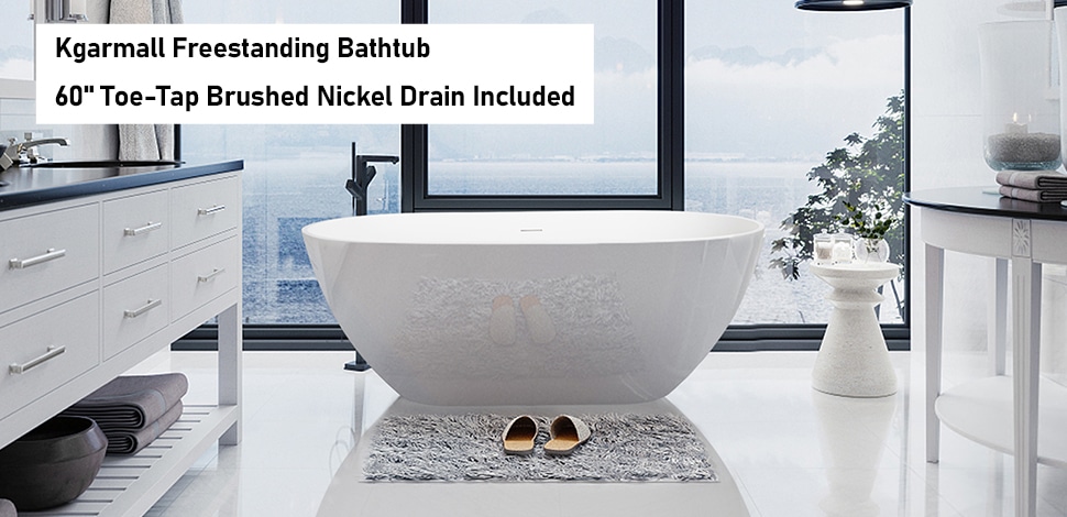 60" Acrylic Freestanding Soaking Bathtub