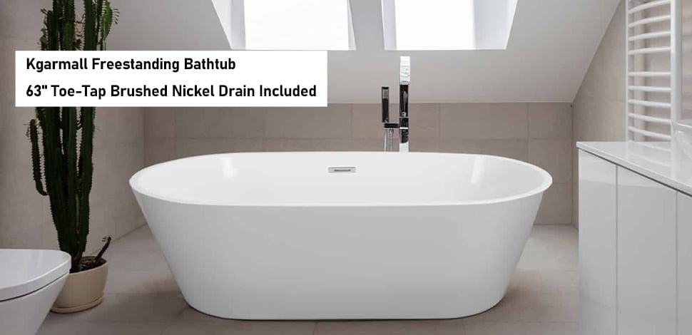 63“ Oval Acrylic Soaking Bathtub