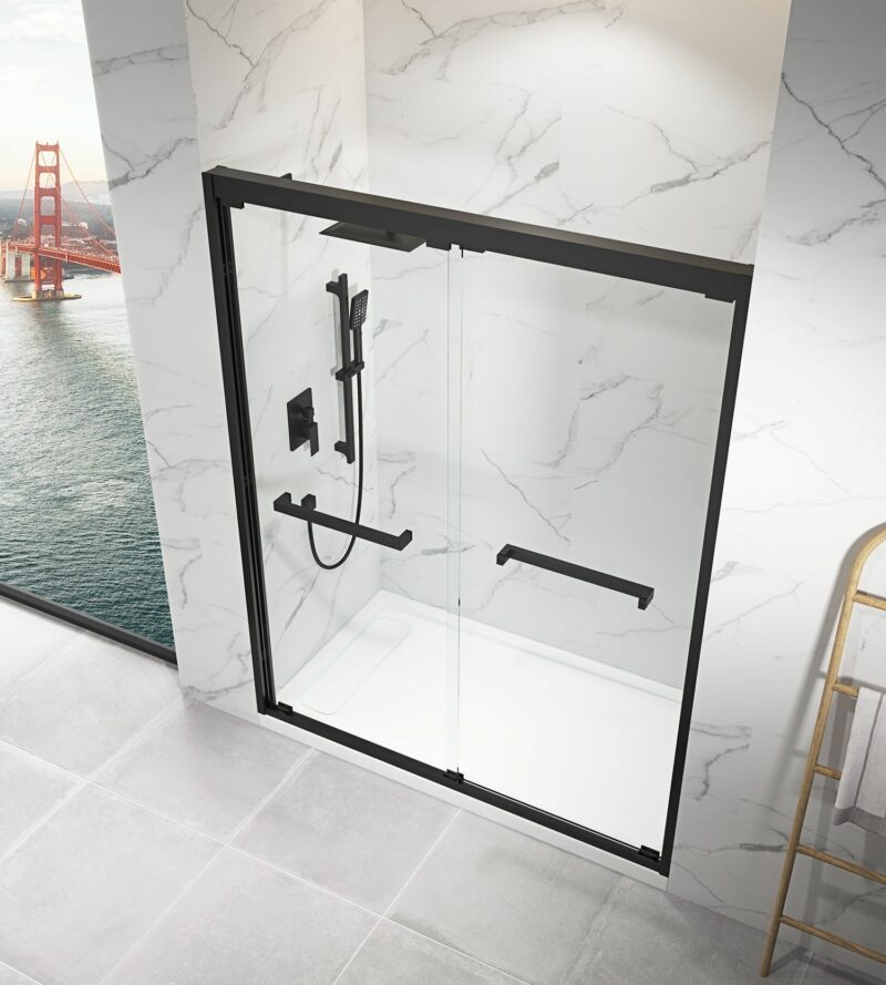 60 x 76 Inch Semi-Frameless Shower Sliding Doors