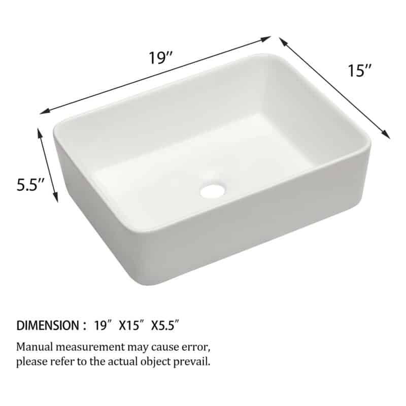 19"x15" White Bathroom Sink