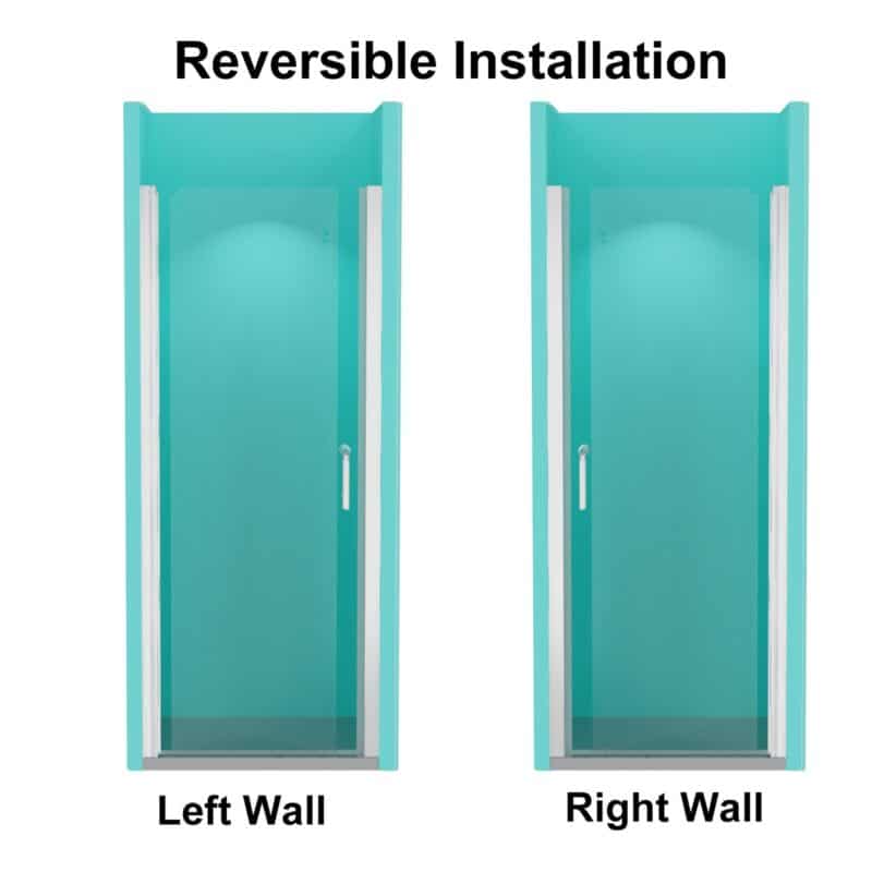 72 x 30 Inch Semi-Frameless Pivot Bathroom Shower Doors