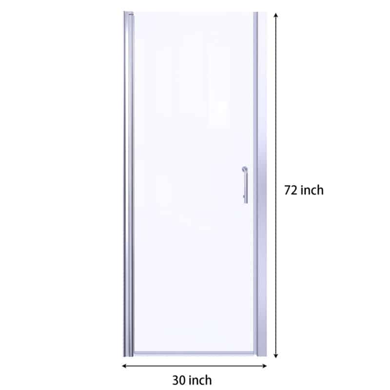 72 x 30 Inch Semi-Frameless Pivot Bathroom Shower Door